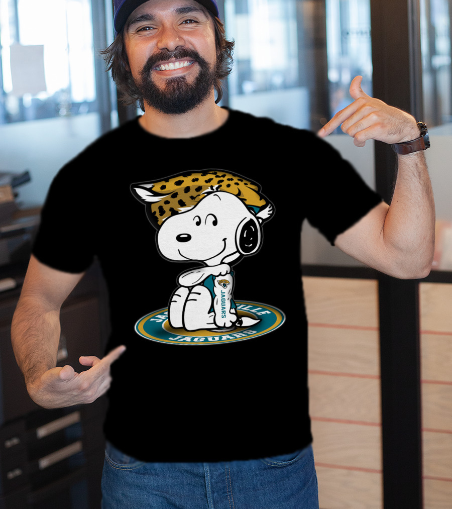 Snoopy Wearing Jacksonville Jaguars Gear With Jaguars Helmet T-Shirt