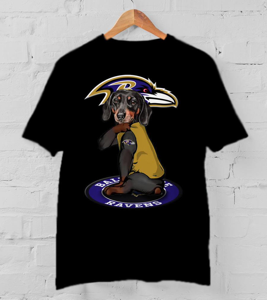 Baltimore Ravens Dog In Ravens Jersey With Team T-Shirt