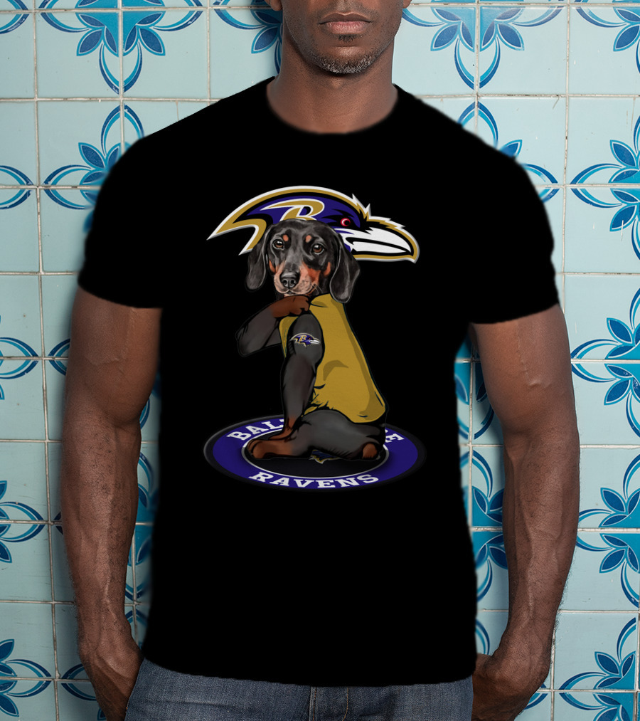 Baltimore Ravens Dog In Ravens Jersey With Team T-Shirt