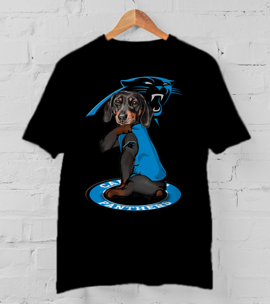 Carolina Panthers Dog With Logo And Blue Jersey T-Shirt