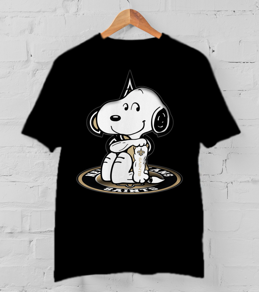 Snoopy Hugging New Orleans Saints Logo Nfl Fan Gear T-Shirt