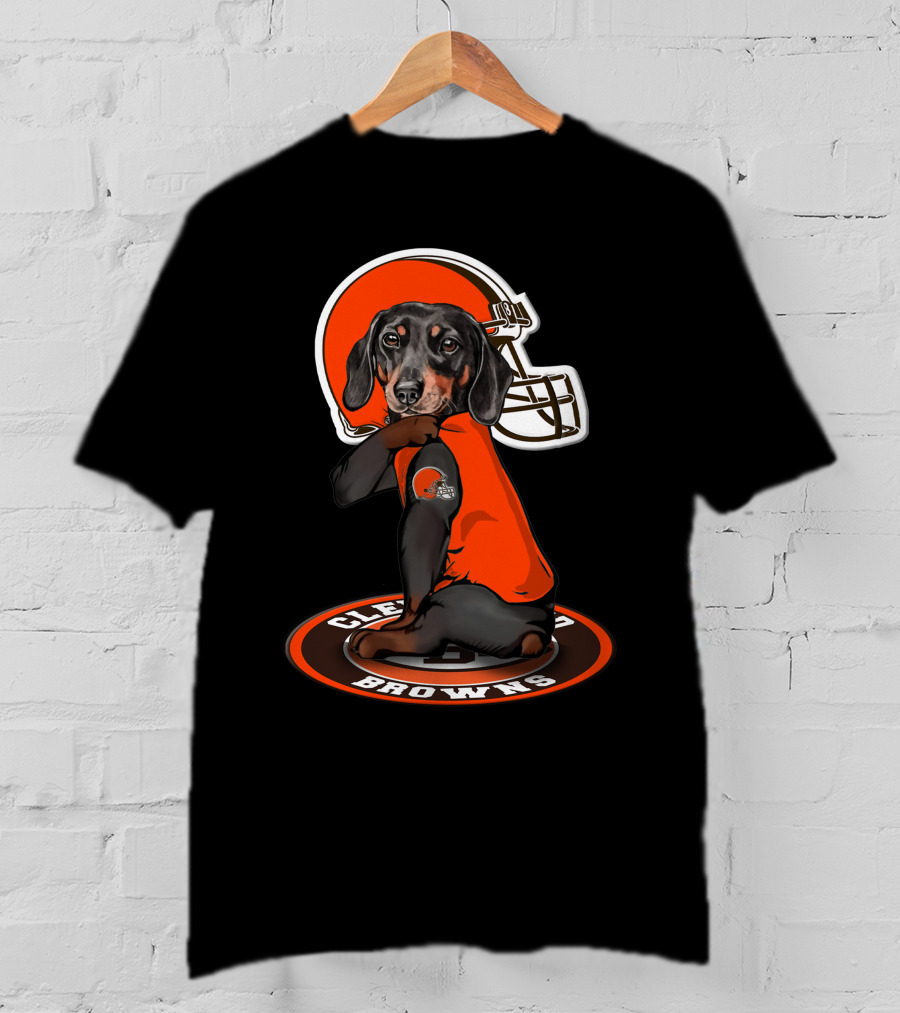 Cleveland Browns Dog In Football Helmet And Jersey T-Shirt