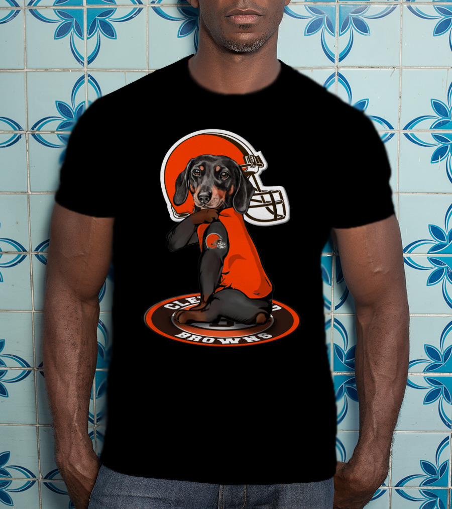 Cleveland Browns Dog In Football Helmet And Jersey T-Shirt