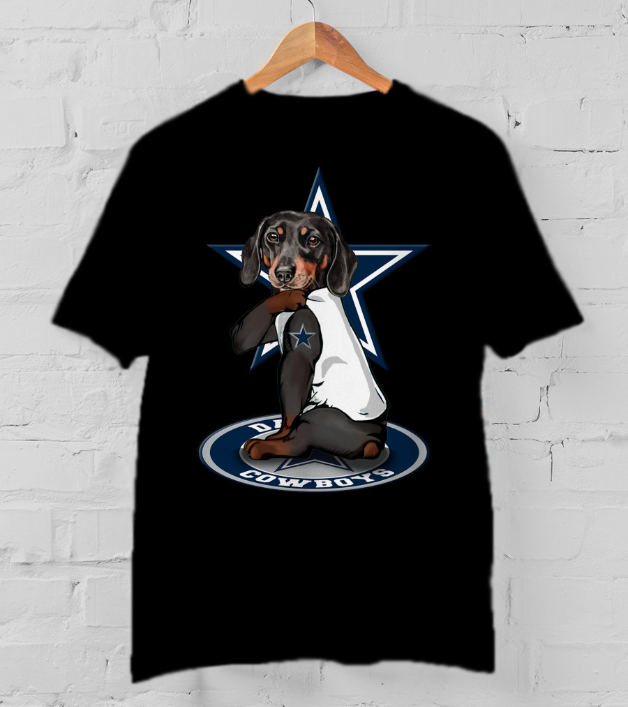 Dachshund With Dallas Cowboys Star T-Shirt