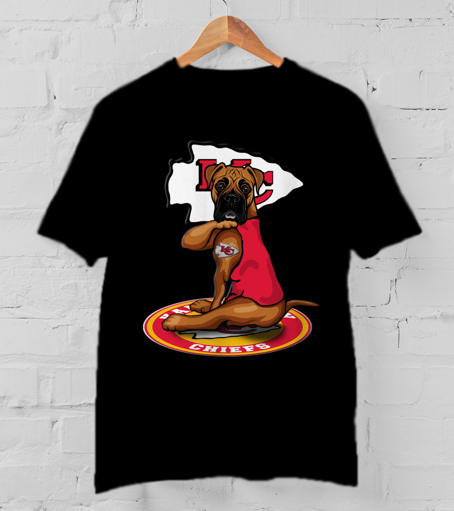 Kansas City Chiefs Dog In Team Jersey With Arrowhead T-Shirt