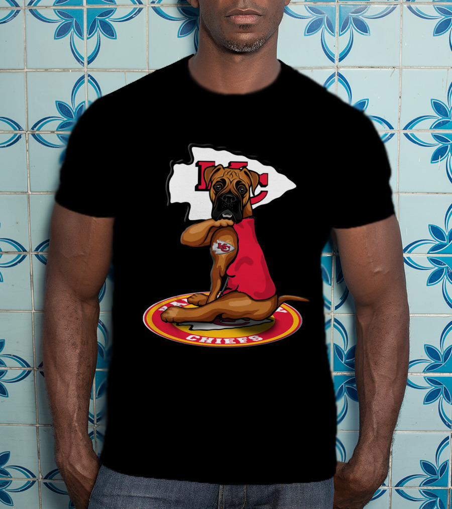 Kansas City Chiefs Dog In Team Jersey With Arrowhead T-Shirt