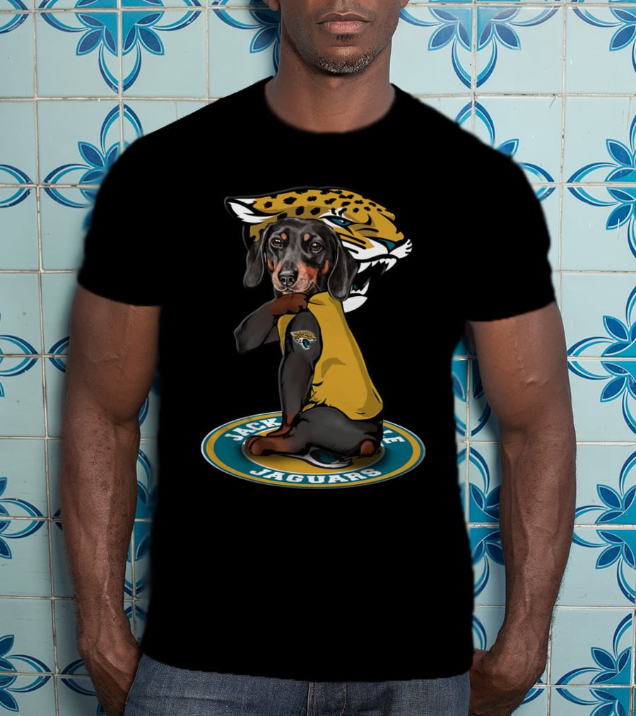 Jacksonville Jaguars Dachshund Dog In Team Logo T-Shirt