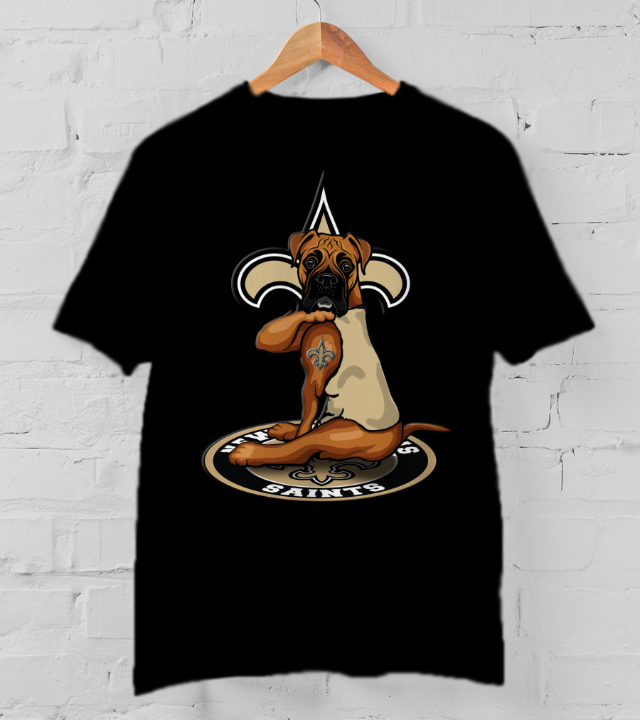 New Orleans Saints Dog Fleur-De-Lis Tattoo T-Shirt