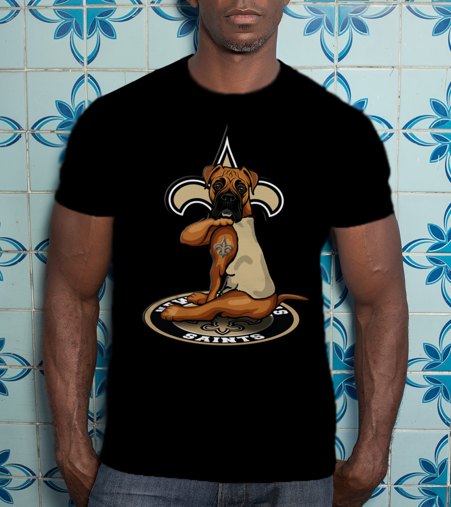 New Orleans Saints Dog Fleur-De-Lis Tattoo T-Shirt