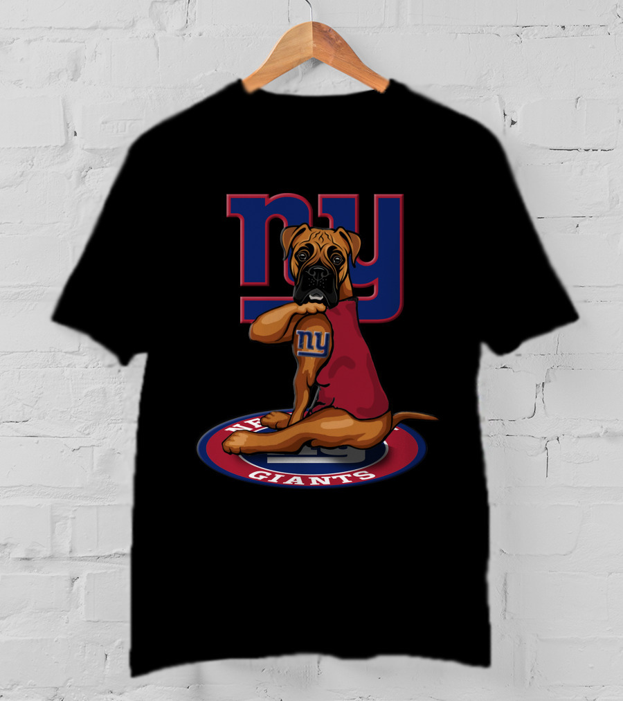 New York Giants NFL Boxer Dog Team T-Shirt