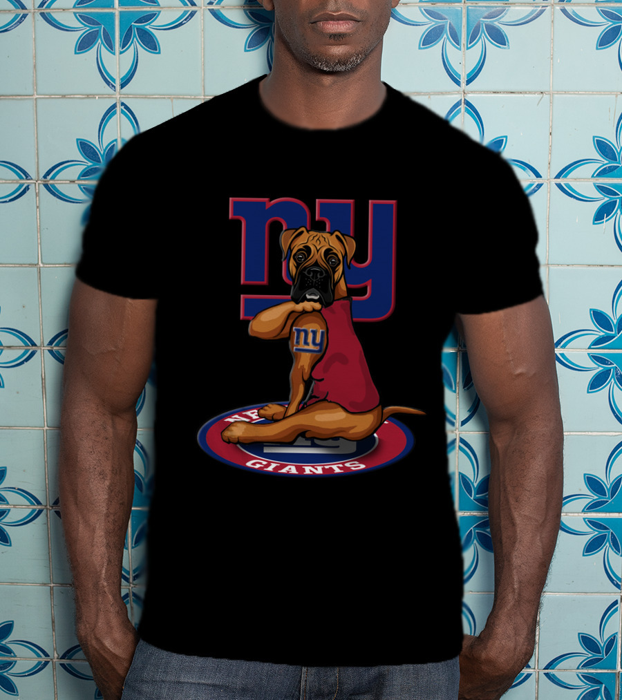 New York Giants NFL Boxer Dog Team T-Shirt