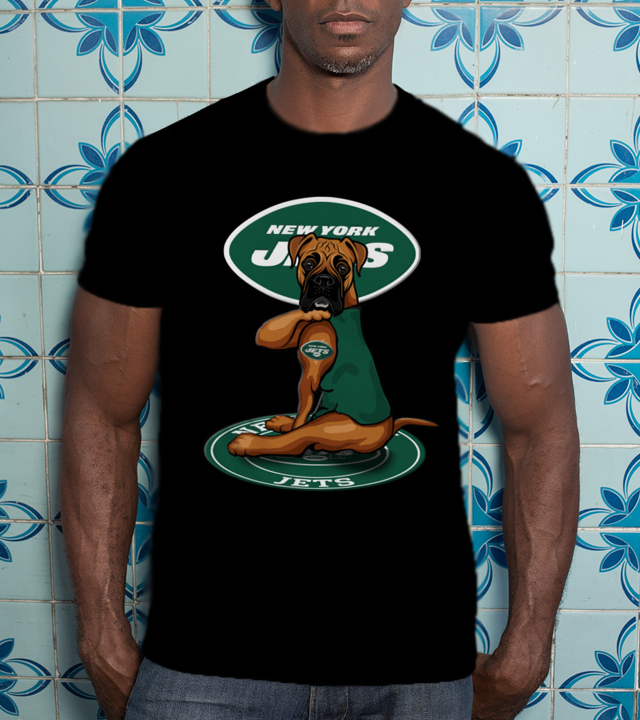 New York Jets Dog Boxer Football Fan T-Shirt
