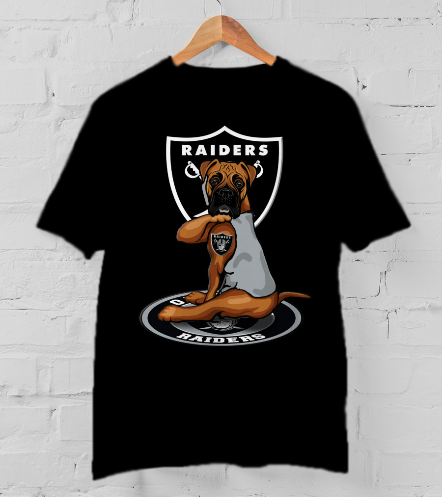 Raiders Boxer Dog With Team Logo Las Vegas Raiders T-Shirt
