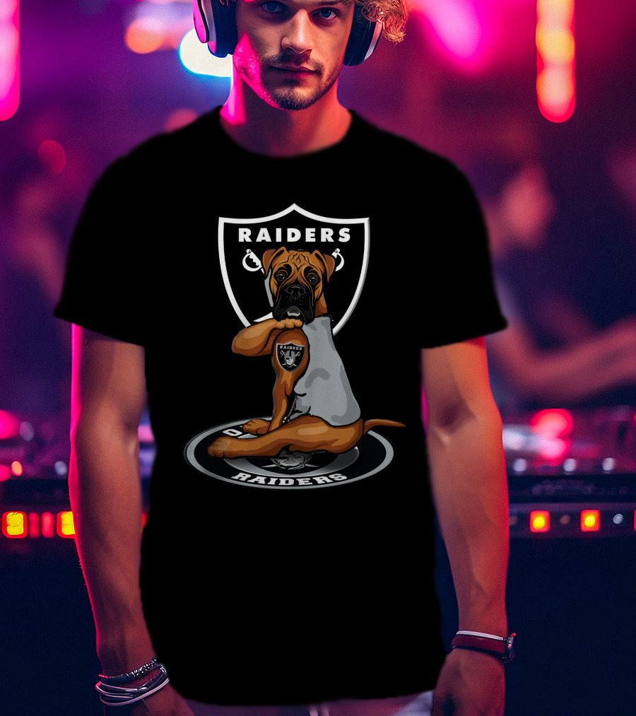 Raiders Boxer Dog With Team Logo Las Vegas Raiders T-Shirt