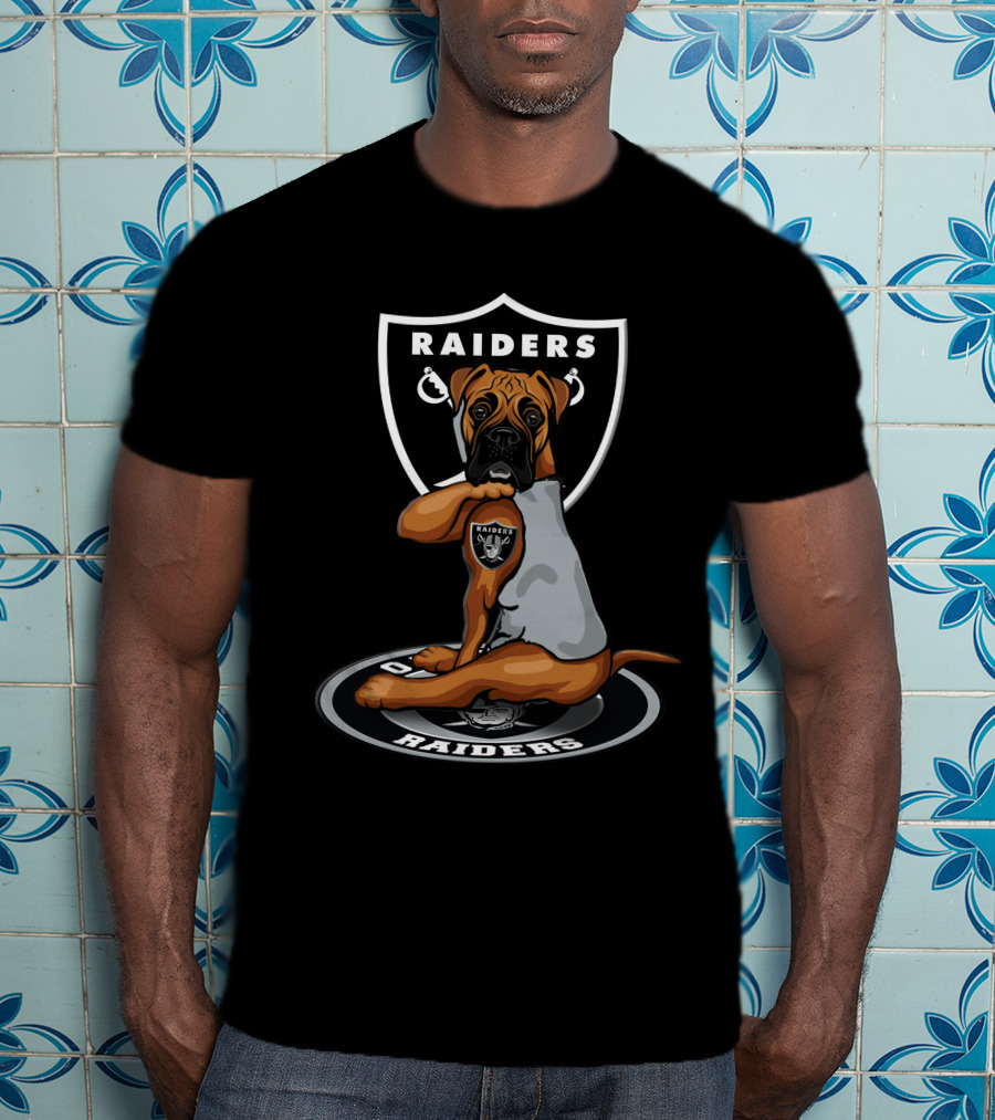 Raiders Boxer Dog With Team Logo Las Vegas Raiders T-Shirt