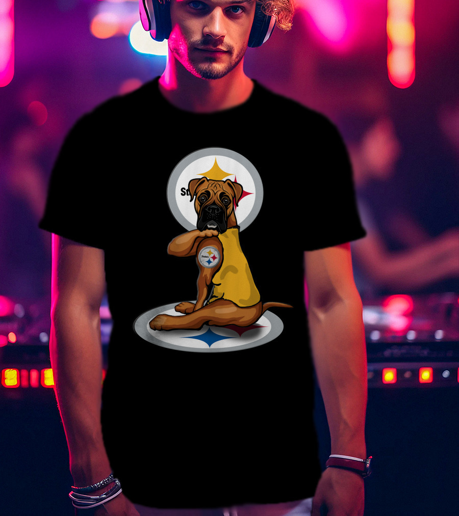 25-Pittsburgh Steelers Dog Logo Retro Style Sports Fan T-Shirt