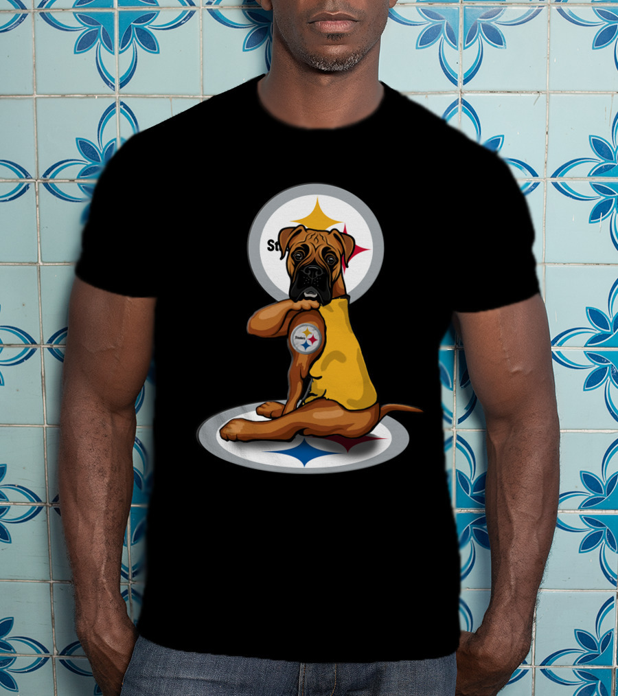 25-Pittsburgh Steelers Dog Logo Retro Style Sports Fan T-Shirt