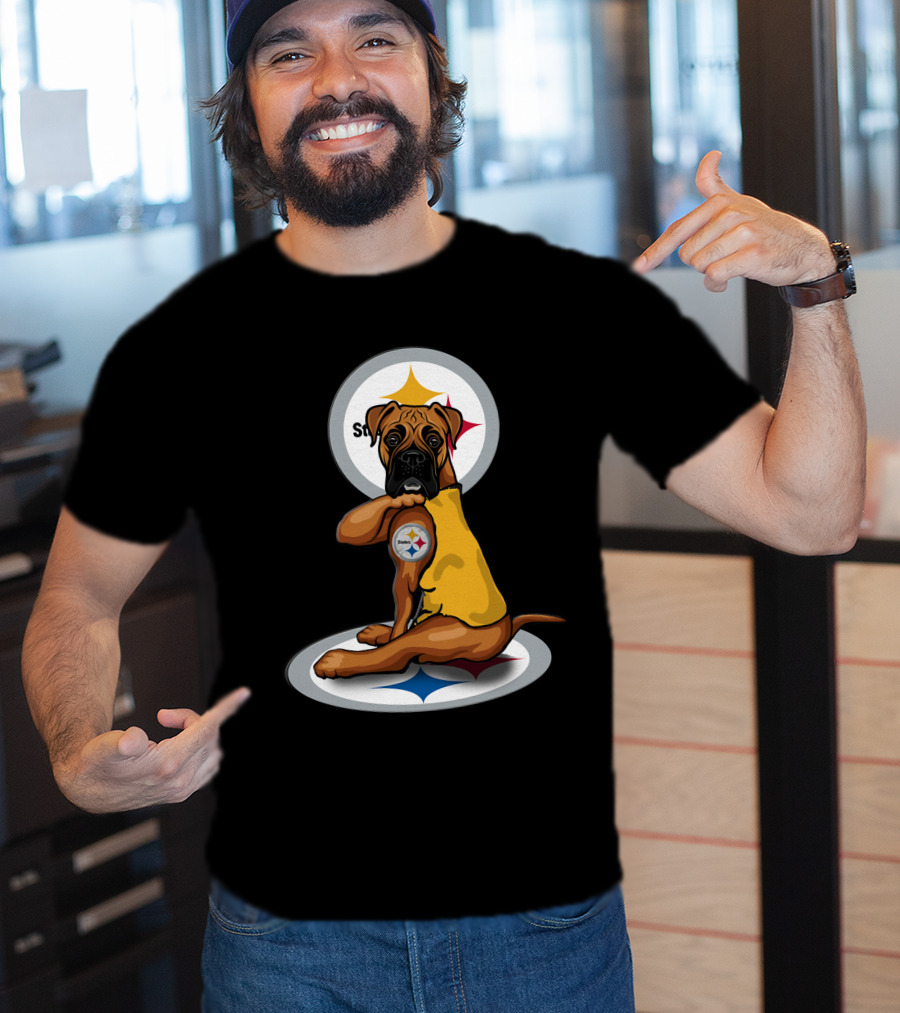 25-Pittsburgh Steelers Dog Logo Retro Style Sports Fan T-Shirt