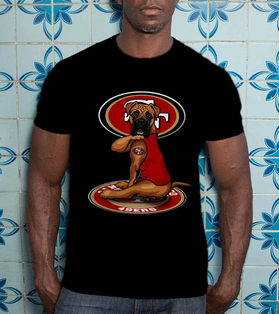 San Francisco 49ers Boxer Dog Emblem With Red Jersey T-Shirt