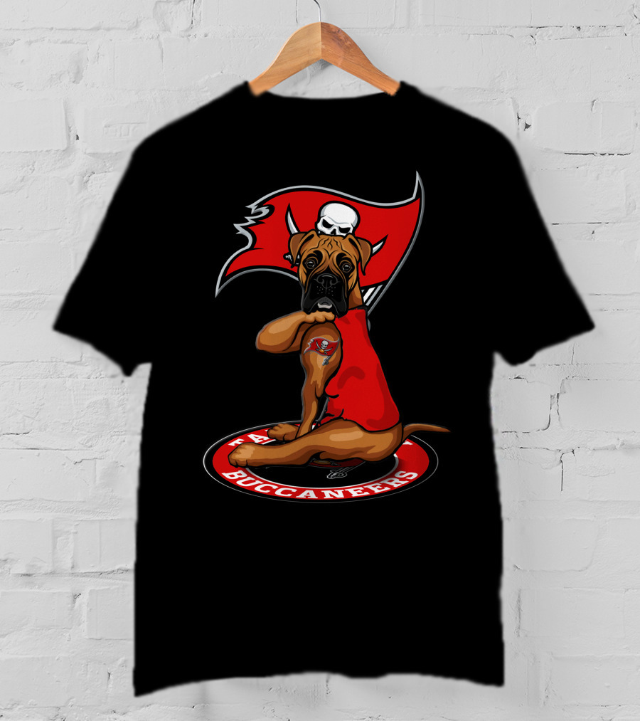 Tampa Bay Buccaneers Dog With Tattoo And Flag T-Shirt