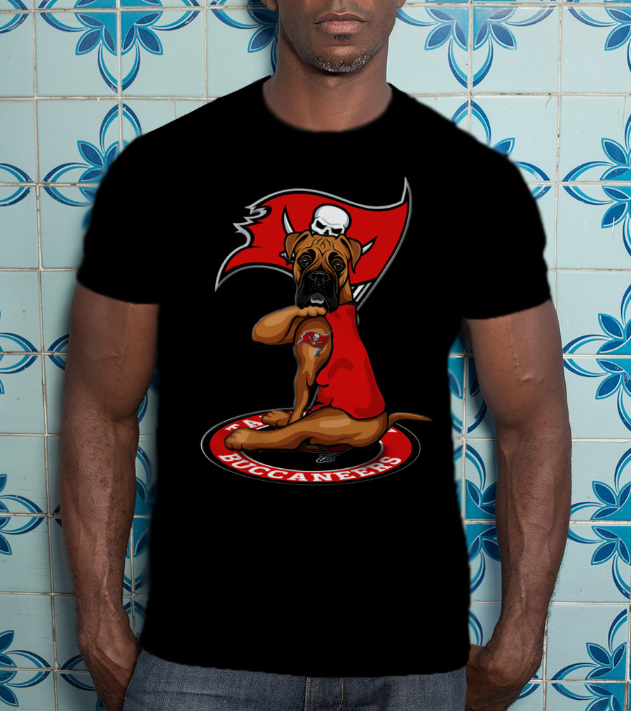 Tampa Bay Buccaneers Dog With Tattoo And Flag T-Shirt