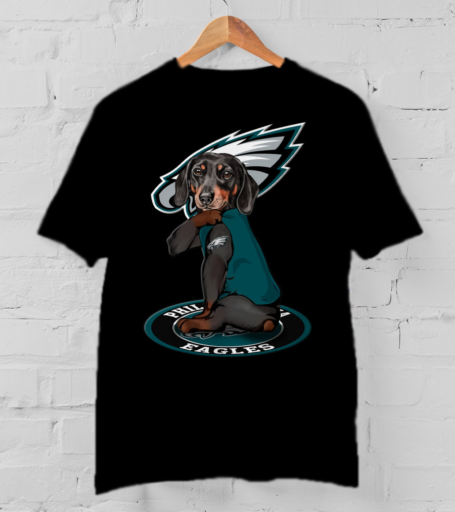 Philadelphia Eagles Dog With Team Logo And Jersey T-Shirt