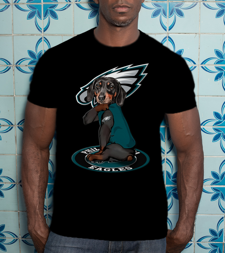 Philadelphia Eagles Dog With Team Logo And Jersey T-Shirt