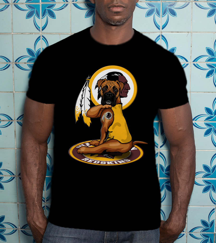 Washington Redskins Dog With Feathers T-Shirt
