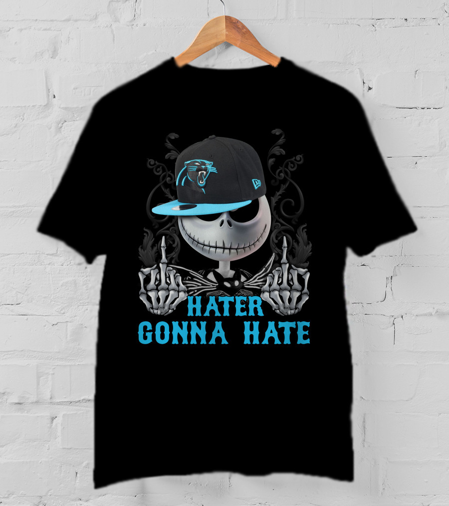 Hater Gonna Hate Carolina Panthers Skeleton Hat T-Shirt