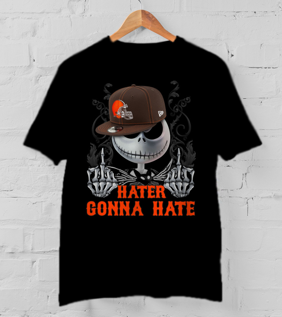 Cleveland Browns Hater Gonna Hate Skeleton Football Fan T-Shirt