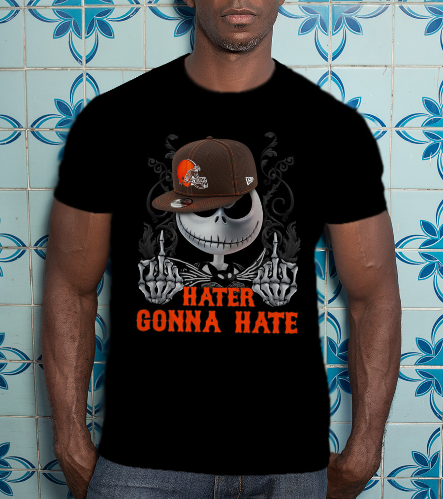 Cleveland Browns Hater Gonna Hate Skeleton Football Fan T-Shirt