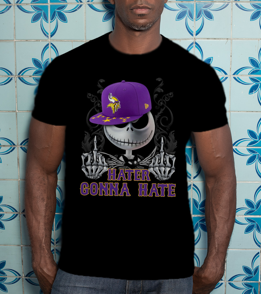 Hater Gonna Hate Minnesota Vikings Jack Skellington New Era Cap T-Shirt