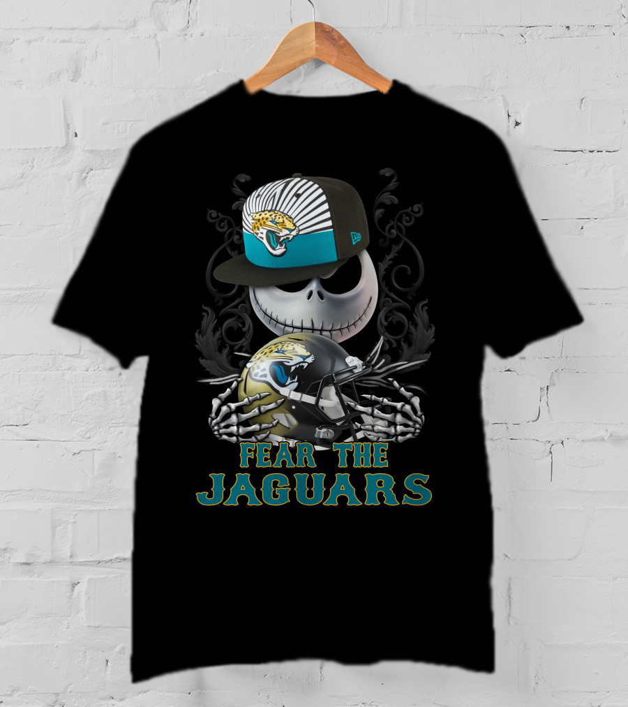 Fear The Jaguars Jacksonville Jaguars Helmet Skeleton Face Cap T-Shirt