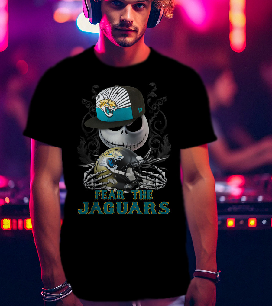 Fear The Jaguars Jacksonville Jaguars Helmet Skeleton Face Cap T-Shirt