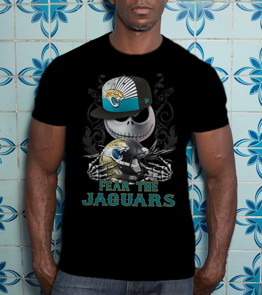 Fear The Jaguars Jacksonville Jaguars Helmet Skeleton Face Cap T-Shirt
