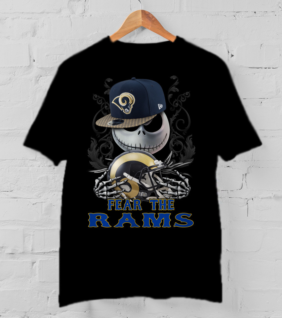 Fear The Rams Skeleton With Los Angeles Rams Helmet T-Shirt