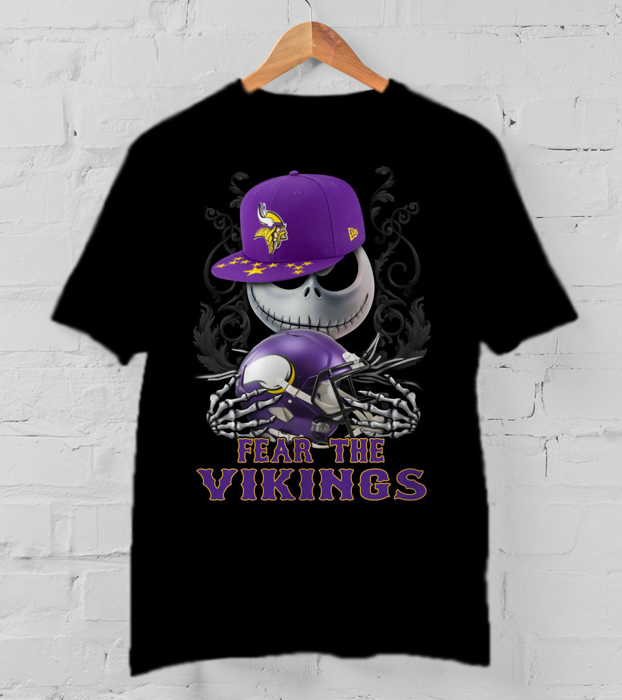 Fear The Vikings Minnesota Vikings Skeleton Halloween Football T-Shirt