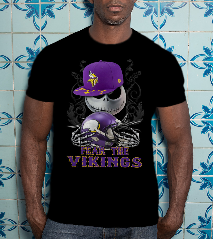 Fear The Vikings Minnesota Vikings Skeleton Halloween Football T-Shirt