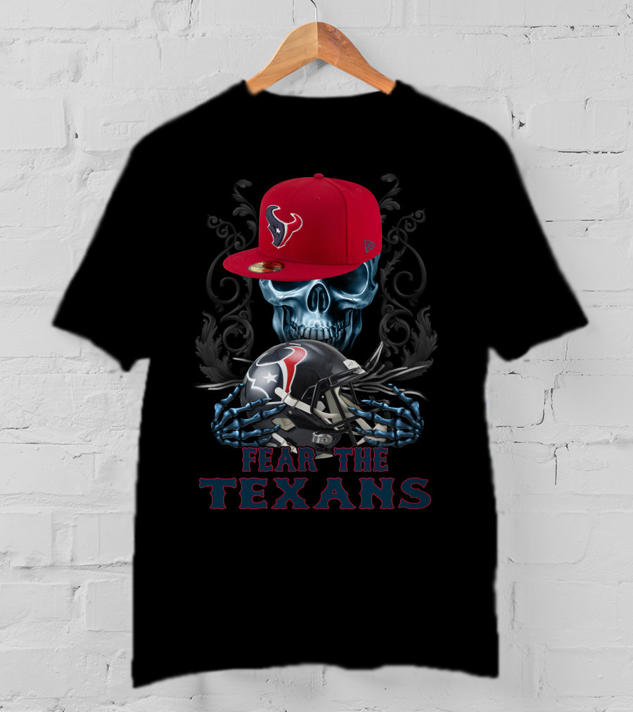 Fear The Texans Ds002-13 Houston Texans Skull With Caps And Helmet T-Shirt
