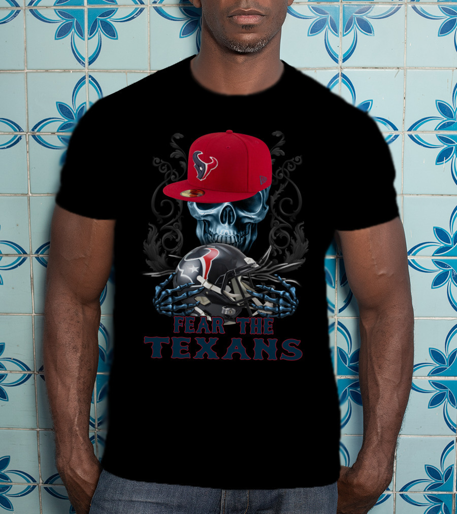 Fear The Texans Ds002-13 Houston Texans Skull With Caps And Helmet T-Shirt