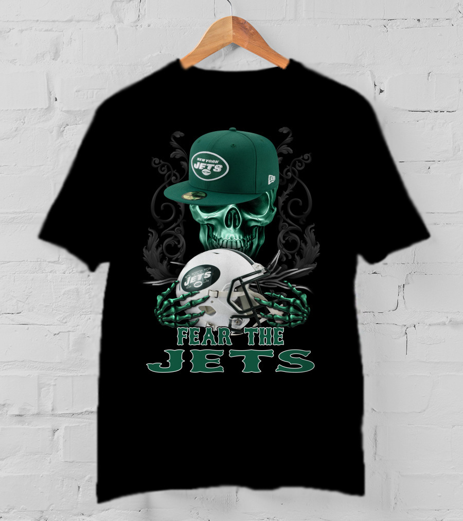 Fear The Jets New York Jets Helmet And Cap Skull Art Ds002-22 T-Shirt