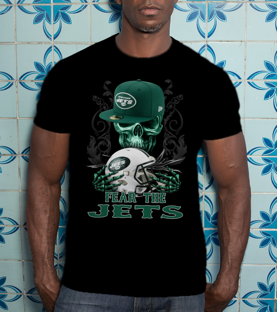 Fear The Jets New York Jets Helmet And Cap Skull Art Ds002-22 T-Shirt