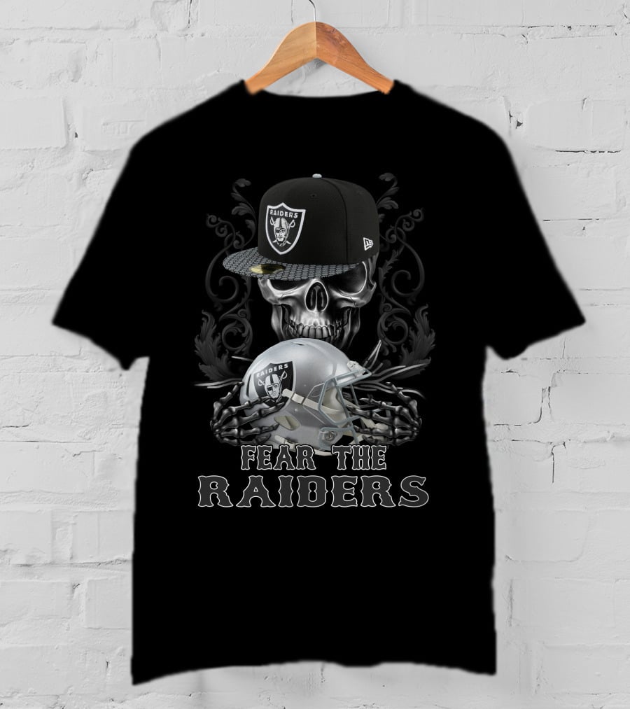 Fear The Las Vegas Raiders Skull Helmet Cap T-Shirt