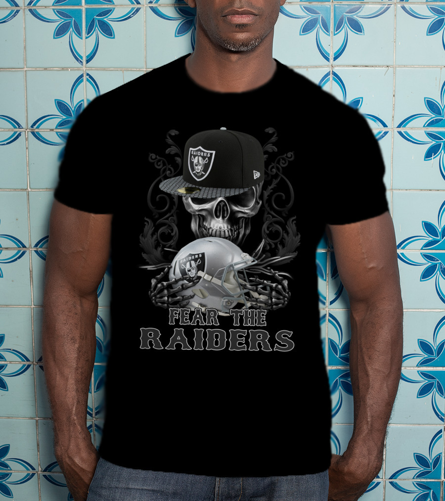 Fear The Las Vegas Raiders Skull Helmet Cap T-Shirt
