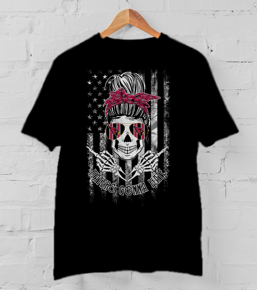 Haters Gonna Hate Arizona Cardinals Skull American Flag Sunglasses T-Shirt