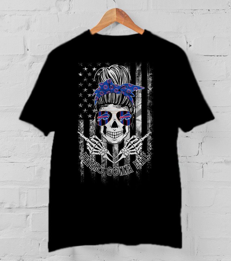 Haters Gonna Hate Buffalo Bills Skull With Bandana And Sunglasses T-Shirt