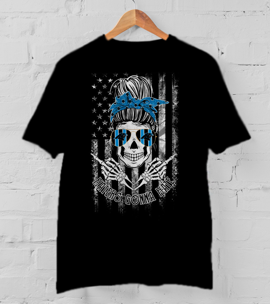 Haters Gonna Hate Carolina Panthers Skull With Bandana And Sunglasses T-Shirt