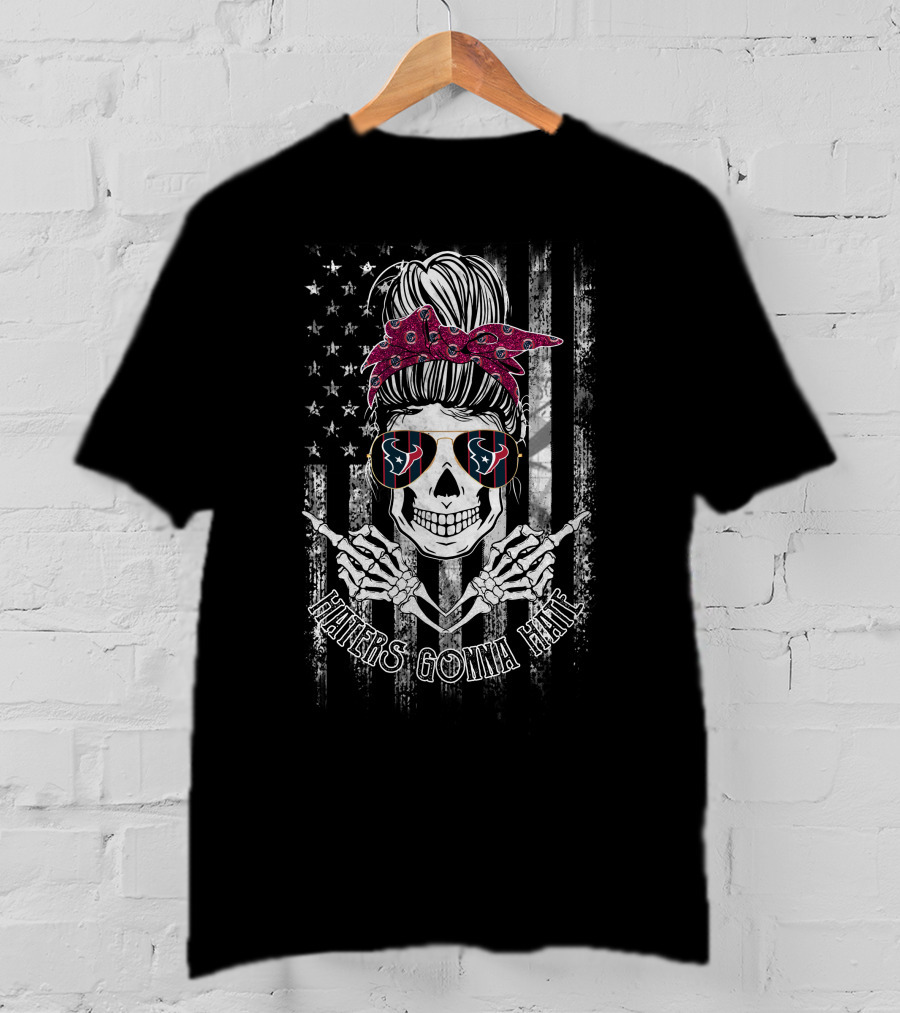 Houston Texans Haters Gonna Hate Skull American Flag T-Shirt