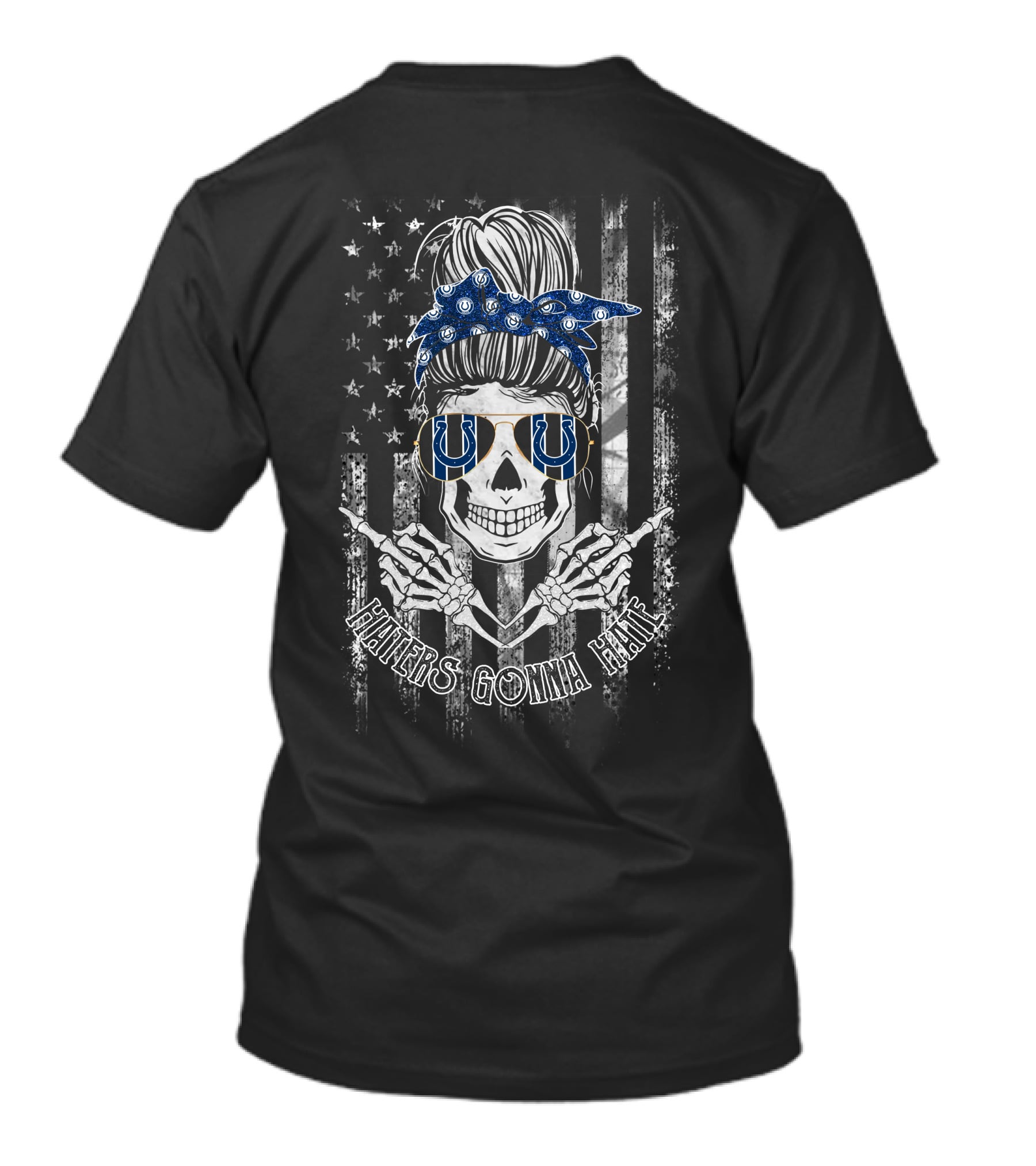 Haters Gonna Hate Indianapolis Colts Skull Usa Flag T-Shirt