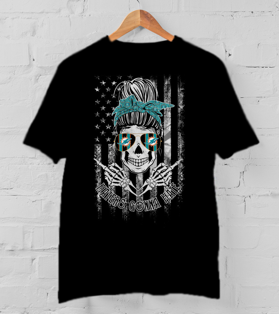 Haters Gonna Hate Miami Dolphins Skull Usa Flag T-Shirt